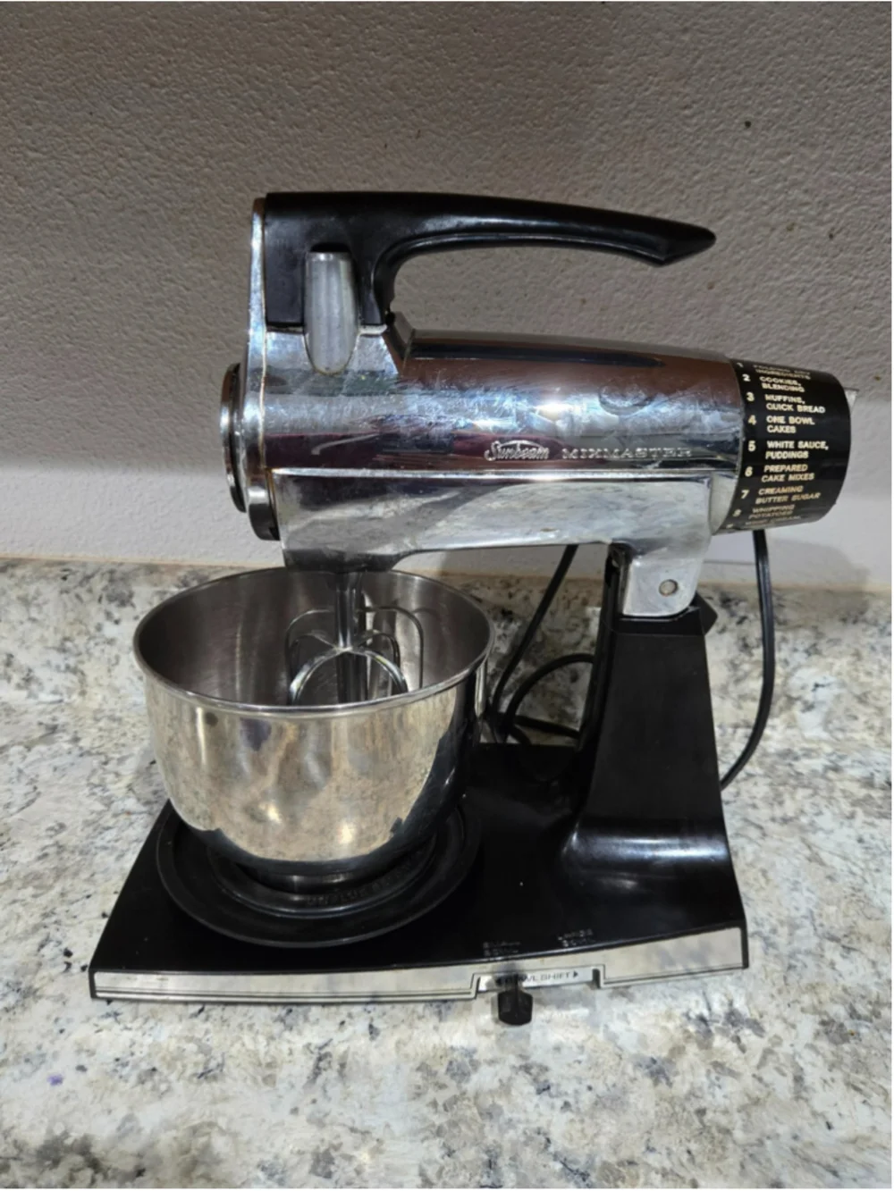 Vintage Sunbeam Mixmaster 12 Speed Stand Mixer Chrome Black WORKS Small Bowl